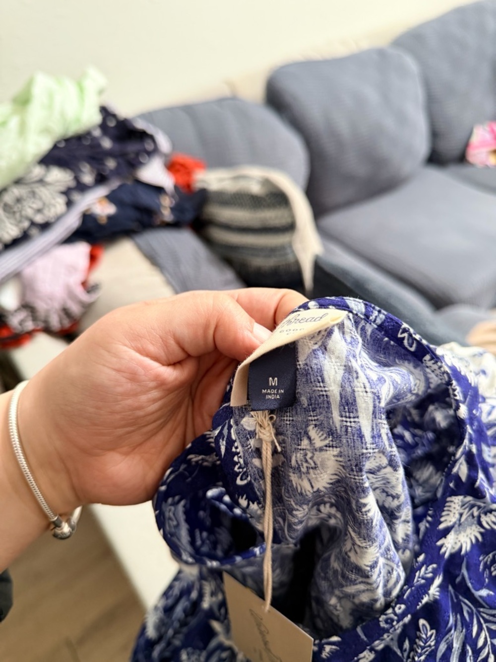 Universal Blue Floral Ruffle Peasant Blouse - Picture 5 of 5